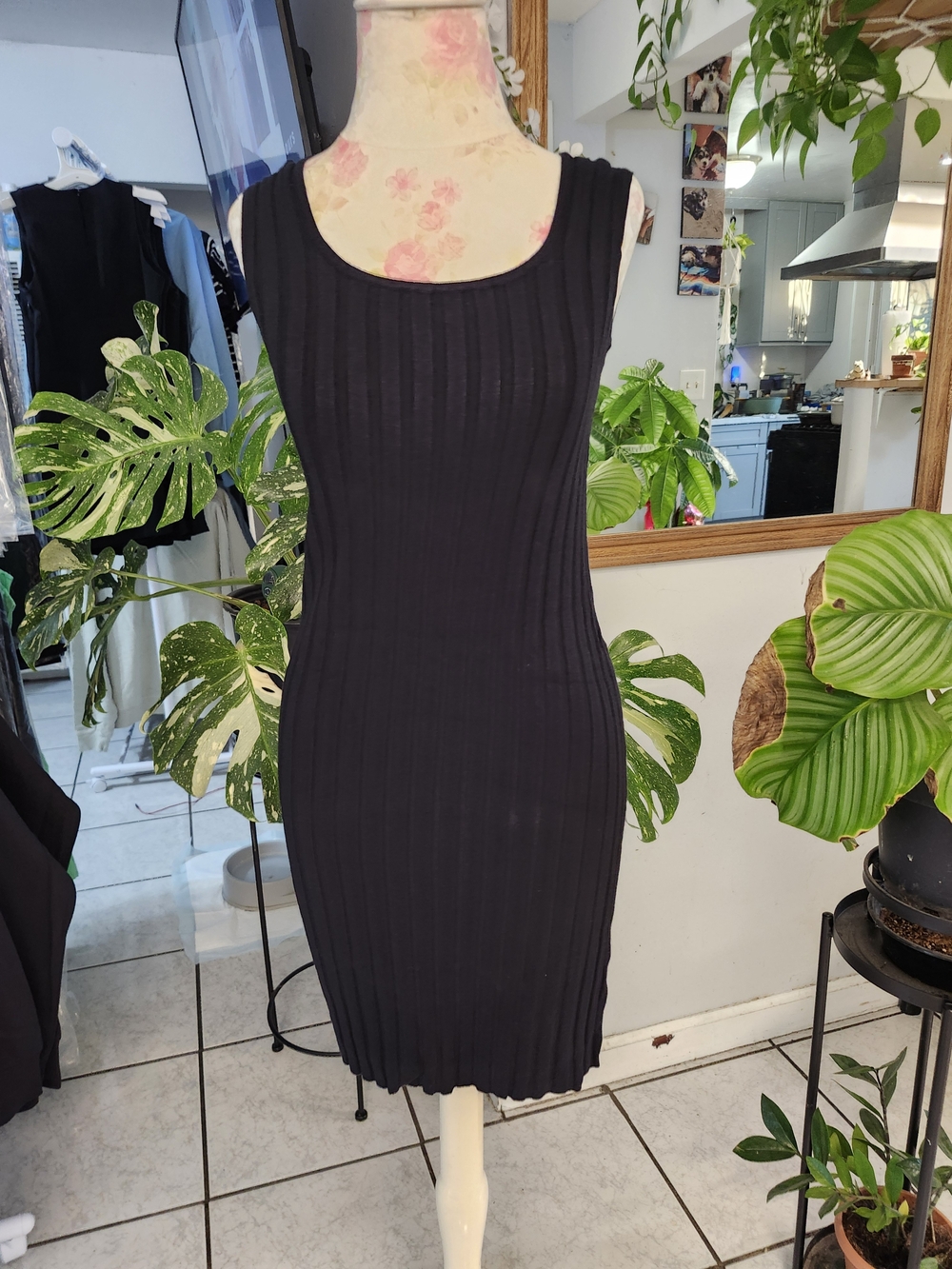 a new day Black Ribbed Sleeveless Mini Dress
